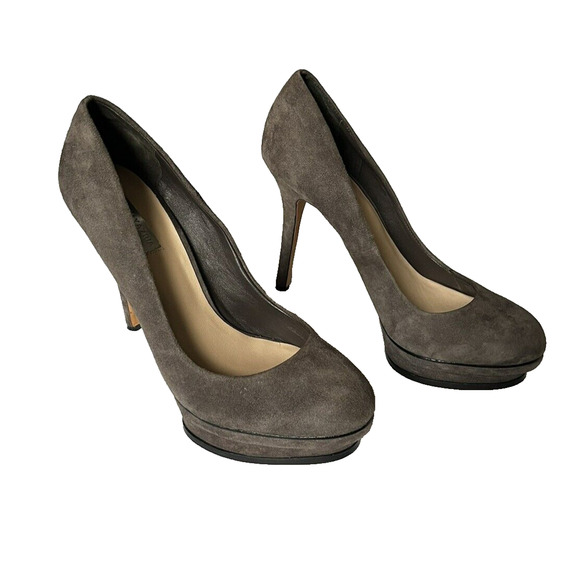 BCBGMaxAzria Platform Heels Size 36/10B Pamela Stiletto Gray Suede Holiday Party - Picture 1 of 12